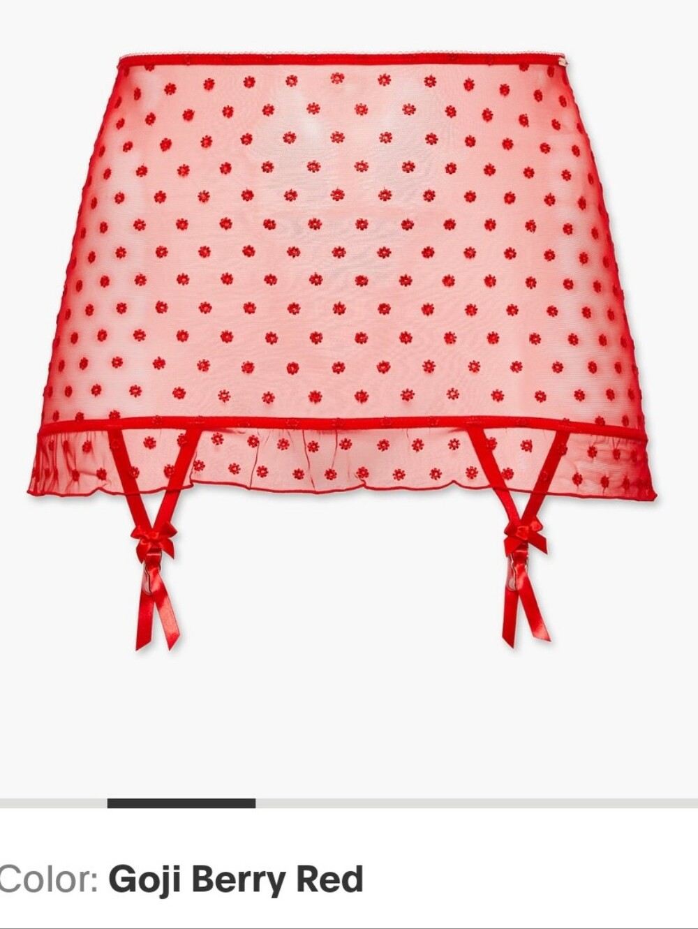 Savage X Fenty Ruffle Luv Garter Skirt Goji Berry Red Sheer Size Small NEW